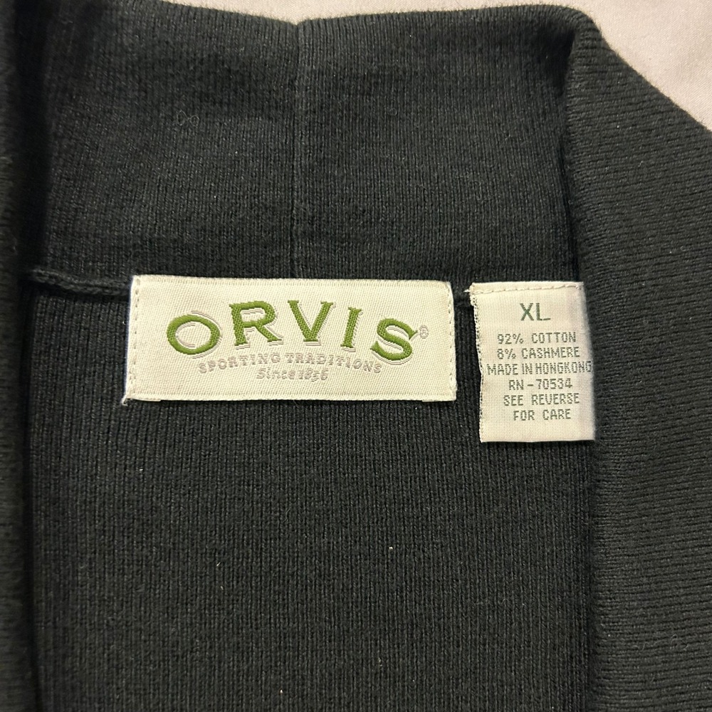 Orvis Women Navy Cotton Cashmere Shawl Collar Button Front Cardigan Sweater XL - Picture 2 of 13